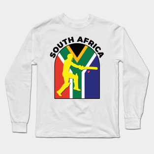 South Africa Cricket Batsman South Africa Flag Long Sleeve T-Shirt